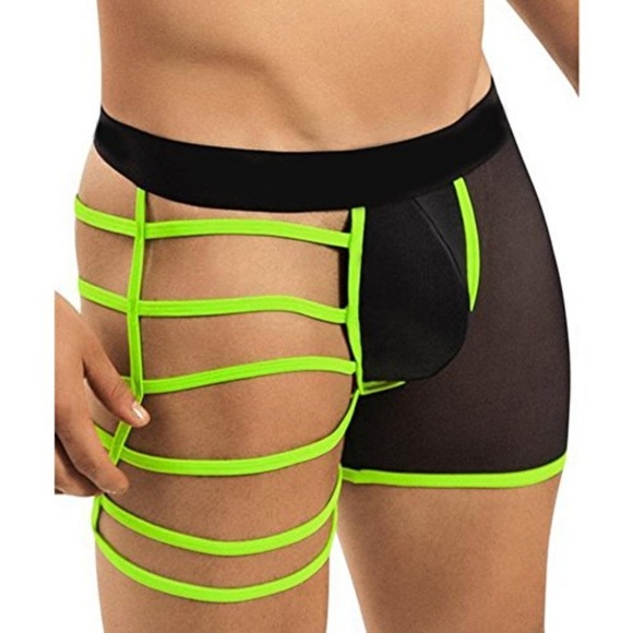 Other - Men's Black & Green Strappy Boxer Briefs O/S